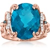 image:imageRossSimons 1000 Carat London Blue Topaz Ring With Blue and White Diamonds in 14kt Rose GoldTopaz
