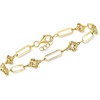 image:imageRossSimons 14kt Yellow Gold Alternating Clover and Paper Clip Link Bracelet
