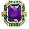 image:imageRossSimons 14kt Yellow GoldPlated Ring With Simulated Amethyst Emeralds and 10 ct tw CzsAmethyst