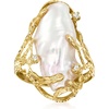 image:imageRossSimons 24x10mm Cultured Baroque Pearl Ring With Diamonds in 14kt Yellow Gold