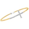 image:imageRossSimons Charles Garnier 28 ct tw CZ Cross Mesh Cuff Bracelet in 2Tone Sterling Silver 75 inches