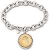 image:imageRossSimons Italian Genuine 20Lira Coin Charm Bracelet in Sterling Silverno gemstone