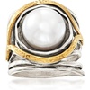 image:imageRossSimons Pearl or Gemstone Openwork Ring in Silver and 14kt Yellow Gold