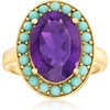 image:imageRossSimons Turquoise and 480 Carat Amethyst Halo Ring in 18kt Gold Over SterlingAmethyst