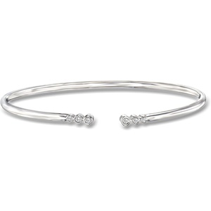 image:imagePure Collection by RossSimons 010 ct tw BezelSet Diamond OpenSpace Cuff Bracelet in Sterling SilverDiamond