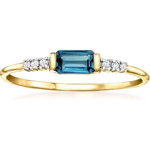 image:imagePure Collection by RossSimons 030 Carat London Blue Topaz Ring With Diamonds in 14kt Yellow GoldTopaz
