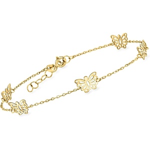 image:imagePure Collection by RossSimons Italian 14kt Yellow Gold Butterfly Station Bracelet 7 inches