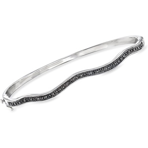 image:imageRossSimons 010 ct tw Black Diamond Wavy Bangle Bracelet in Sterling Silverdiamondcolored