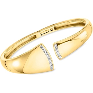 image:imageRossSimons 015 ct tw Diamond Asymmetrical Cuff Bracelet in 18kt Gold Over SterlingDiamond