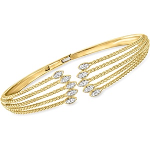 image:imageRossSimons 025 ct tw Diamond MultiRow Cuff Bracelet in 18kt Gold Over SterlingDiamond