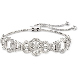 image:imageRossSimons 025 ct tw Diamond Openwork Bolo Bracelet in Sterling Silver