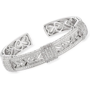 image:imageRossSimons 025 ct tw Diamond VintageStyle Cuff Bracelet in Sterling SilverDiamond