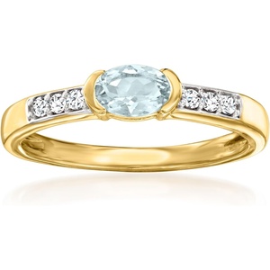 image:imageRossSimons 030 Carat Aquamarine and 10 ct tw White Zircon Ring in 18kt Gold Over SterlingAquamarine