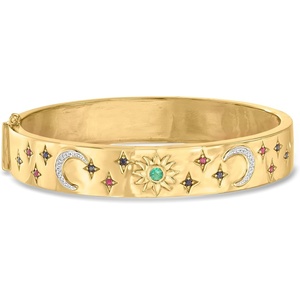 image:imageRossSimons 030 ct tw MultiGemstone Celestial Bangle Bracelet With Diamonds in 18kt Gold Over SterlingEmerald