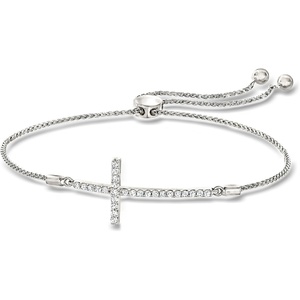 image:imageRossSimons 033 ct tw Diamond Cross Bolo Bracelet in Sterling Silver