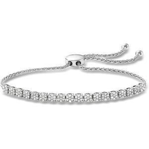 image:imageRossSimons 100 ct tw Diamond Cluster Bolo Bracelet in Sterling Silver