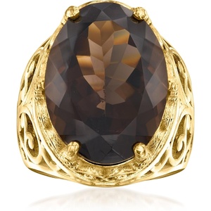 image:imageRossSimons 1100 Carat Smoky Quartz Ring in 18kt Gold Over SterlingQuartz