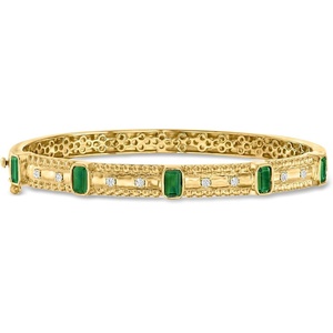 image:imageRossSimons 140 ct tw Emerald and 15 ct tw Diamond Bangle Bracelet in 18kt Gold Over SterlingEmerald