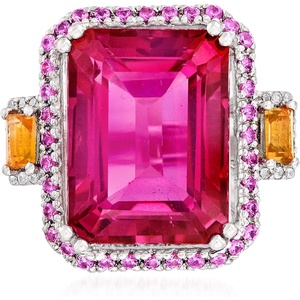 image:imageRossSimons 1400 Carat Pink Topaz and 80 ct tw MultiGemstone Ring in Sterling SilverCitrine