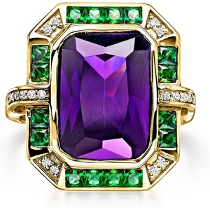 image:imageRossSimons 14kt Yellow GoldPlated Ring With Simulated Amethyst Emeralds and 10 ct tw CzsAmethyst