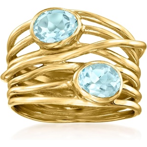 image:imageRossSimons 170 ct tw Sky Blue Topaz Highway Ring in 18kt Gold Over SterlingTopaz