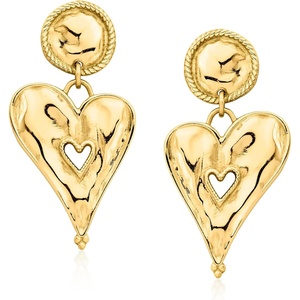 image:imageRossSimons 18kt Gold Over Sterling Asymmetrical Heart Drop Earrings