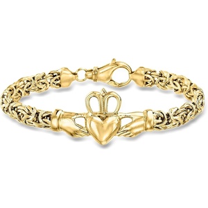 image:imageRossSimons 18kt Gold Over Sterling Claddagh Byzantine Braceletno gemstone