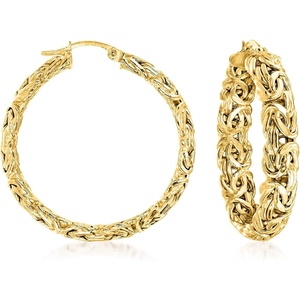 image:imageRossSimons 18kt Gold Over Sterling Large Byzantine Hoop Earrings