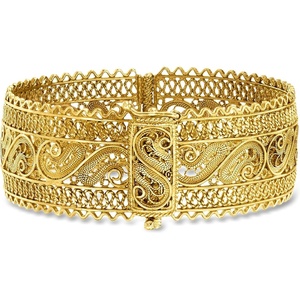 image:imageRossSimons 18kt Gold Over Sterling Wide Filigree Bangle Braceletno gemstone