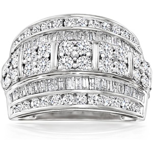 image:imageRossSimons 200 ct tw Baguette and Round Diamond MultiRow Ring in Sterling SilverDiamond