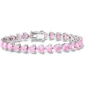 image:imageRossSimons 2000 ct tw HeartShaped Simulated Pink Sapphire Tennis Bracelet in Sterling SilverSapphire