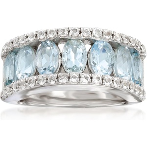 image:imageRossSimons 280 ct tw Aquamarine and 70 ct tw White Topaz Ring in Sterling SilverAquamarine