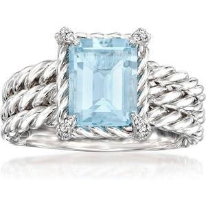 image:imageRossSimons 300 Carat Sky Blue Topaz Ring With White Topaz in Sterling SilverTopaz