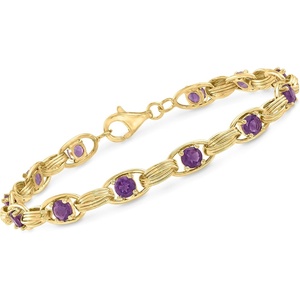 image:imageRossSimons 300 ct tw Amethyst OvalLink Bracelet in 14kt Yellow Gold