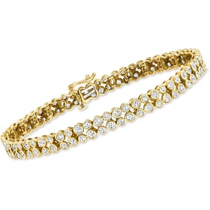 image:imageRossSimons 300 ct tw BezelSet Diamond 2Row Tennis Bracelet in 14kt Yellow GoldDiamond