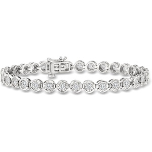 image:imageRossSimons 300 ct tw BezelSet Diamond Tennis Bracelet in Sterling SilverDiamond