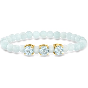 image:imageRossSimons 4000 ct tw Milky Aquamarine Bead Stretch Bracelet With 480 ct tw Sky Blue Topaz in 18kt Gold Over Sterlingaquamarine