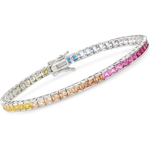 image:imageRossSimons 870 ct tw Simulated Multicolored Sapphire Tennis Bracelet in Sterling SilverSapphire