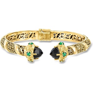 image:imageRossSimons Black Agate Cuff Bracelet With Green Chalcedony in 18kt Gold Over SterlingAgate