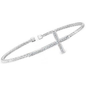 image:imageRossSimons Charles Garnier 28 ct tw Cross Cuff Bracelet in Sterling Silver 75 inches