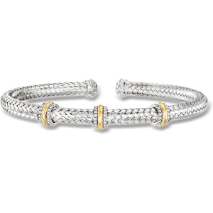 image:imageRossSimons Charles Garnier 50 ct tw CZ Station Cuff Bracelet in Sterling Silver and 18kt Gold Over Sterling 7 inches