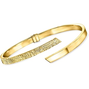 image:imageRossSimons Italian 14kt Yellow Gold DiamondCut and Polished Bypass Cuff Bracelet 75 inches