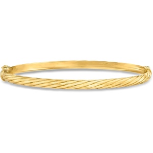 image:imageRossSimons Italian 14kt Yellow Gold Grooved Oval Bangle Braceletno gemstone