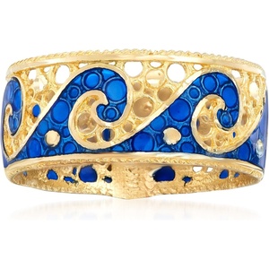 image:imageRossSimons Italian 14kt Yellow Gold Wave Ring With Blue EnamelNo Gemstone