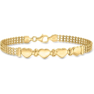 image:imageRossSimons Italian 18kt Gold Over Sterling Heart Beaded Braceletno gemstone
