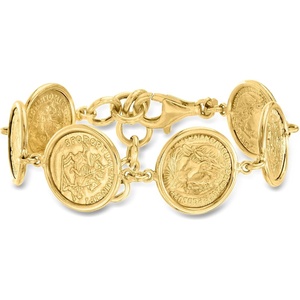 image:imageRossSimons Italian 18kt Gold Over Sterling Replica Coin Bracelet 7 inches