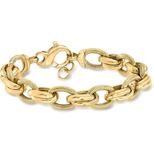 image:imageRossSimons Italian 18kt Gold Over Sterling Textured and Polished MultiLink Braceletno gemstone