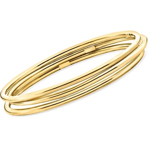 image:imageRossSimons Italian 22kt Gold Over Sterling Jewelry Set 3 Polished Bangle Braceletsno gemstone
