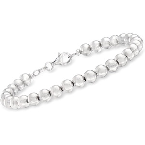 image:imageRossSimons Italian 6mm Sterling Silver Bead Bracelet 75 inches