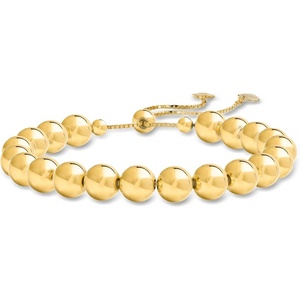 image:imageRossSimons Italian 8mm 18kt Gold Over Sterling Bead Bolo Bracelet